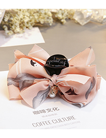 Fashion Pink Flower Pattern Decorated Bowknot Hairclip