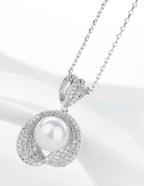 Fashion Silver Color Full Diamond Decorated Round Necklace