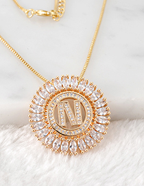 Fashion Gold Color N Letter Shape Decorated Necklace