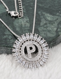 Fashion Silver Color P Letter Shape Decorated Necklace