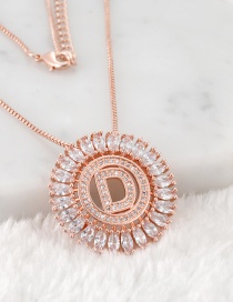 Fashion Rose Gold D Letter Shape Decorated Necklace
