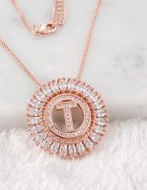 Fashion Rose Gold T Letter Shape Decorated Necklace