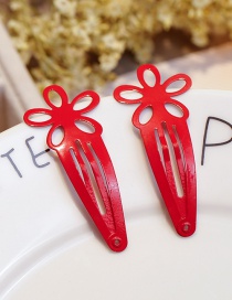 Fashion Red Flower Shape Decorated Hair Clip(2pcs)