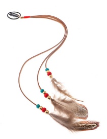 Fashion Khaki Feather Decorated Hair Accessories