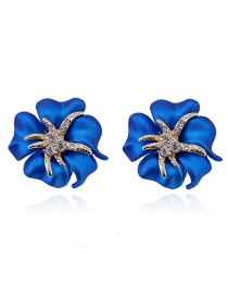 Fashion Sapphire Blue Flower Shape Design Earrings