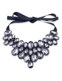 Fashion Gray Full Diamond Decorated Necklace
