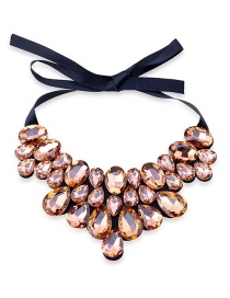 Fashion Orange Full Diamond Decorated Necklace