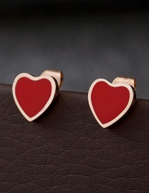 Fashion Rose Gold+red Heart Shape Decorated Earrings
