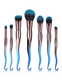 Fashion Blue Hook Shape Decorted Makeup Brush (7 Pcs )
