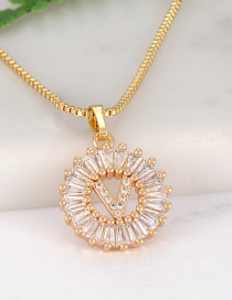 Fashion Gold Color Letter V Shape Decorated Necklace