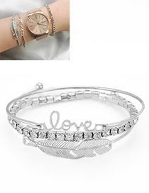 Fashion Silver Color Letter Shape Decorated Bracelet (3 Pcs )