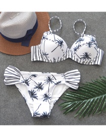 Fashion White Tree Pattern Decorated Swimwear