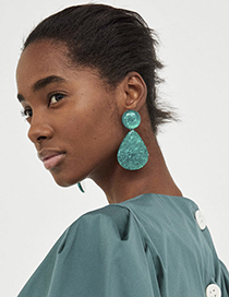 Fashion Green Water Drop Shape Design Earrings