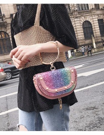 Fashion Multi-color Semicircle Shape Decorated Handbag