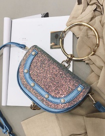 Fashion Blue Semicircle Shape Decorated Handbag