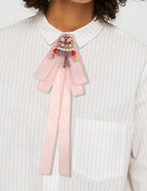 Fashion Pink Tassel&pearls Decorated Bowknot Brooch