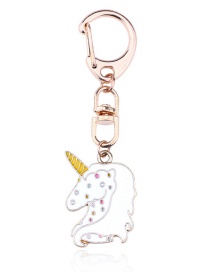 Fashion White Unicorn Shape Decorated Key Chain
