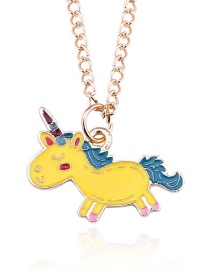 Fashion Yellow Cartoon Unicorn Pendant Decorated Necklace
