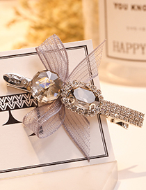 Lovely Gray Diamond&bowknot Decorated Hair Clip