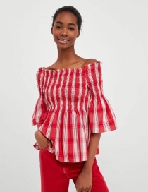 Fashion Red Stripe Pattern Decorated Simple Blouse