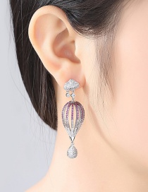 Fashion Pink+white Full Diamond Decorated Hollow Out Earrings