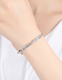 Fashion Silver Color Diamond Decorated Hollow Out Bracelet