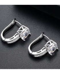 Fashion Silver Color Diamond Decorated U Shape Earrings