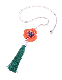 Fashion Red Flower&tassel Decorated Long Necklace