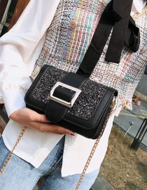 Fashion Black Square Shape Buckle Design Shoulder Bag
