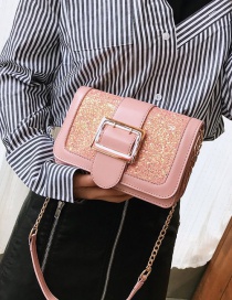 Fashion Pink Square Shape Buckle Design Shoulder Bag