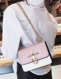 Fashion Pink Cross Shape Buckle Decorated Shoulder Bag