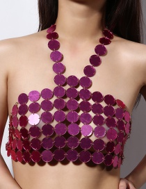 Fashion Plum Red Round Shape Design Pure Color Chest Chain