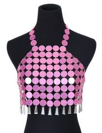 Fashion Plum Red Pure Color Decorated Tassel Chest Chain