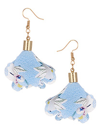 Fashion Blue Flowers Pendant Decorated Earrings