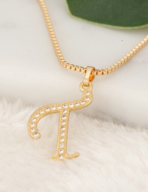 Fashion Gold Color Letter T Pendant Decorated Necklace