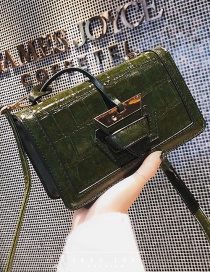 Fashion Green Triangle Shape Buckle Decorated Shoulder Bag
