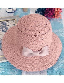 Fashion Light Pink Hollow Out Design Bowknot Decorated Hat