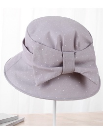Fashion Gray Bowknot Shape Decorated Dots Pattern Hat