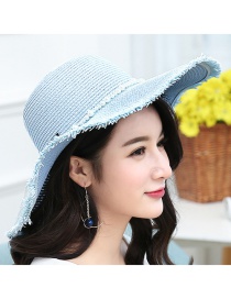 Fashion Blue Pearl Decorated Hat