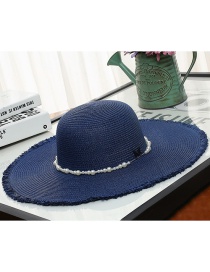 Fashion Navy Pearl Decorated Hat