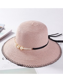 Fashion Pink Pearl Decorated Hat