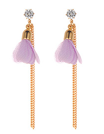Fashion Purple Flower Shape Decorated Tassel Earrings