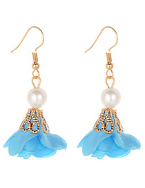 Fashion Light Blue Flower Shape Decorated Earrings