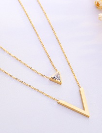 Fashion Gold Color V Letter Shape Decorated Necklace