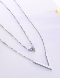 Fashion Silver Color V Letter Shape Decorated Necklace