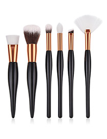 Fashion Black Round Shape Decorated Makeup Brush(6pcs)