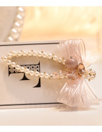 Fashion Pink Bowknot Shape Decorated Pearl Hair Clip