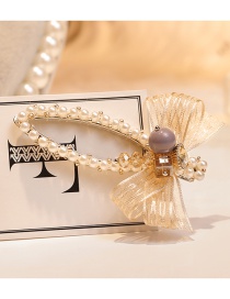 Fashion Champagne Bowknot Shape Decorated Pearl Hair Clip