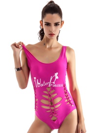 Sexy Plum Red Hollow Out Design One-piece Swimwear