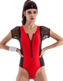 Sexy Red+black Color-matching Decorated Swimwear